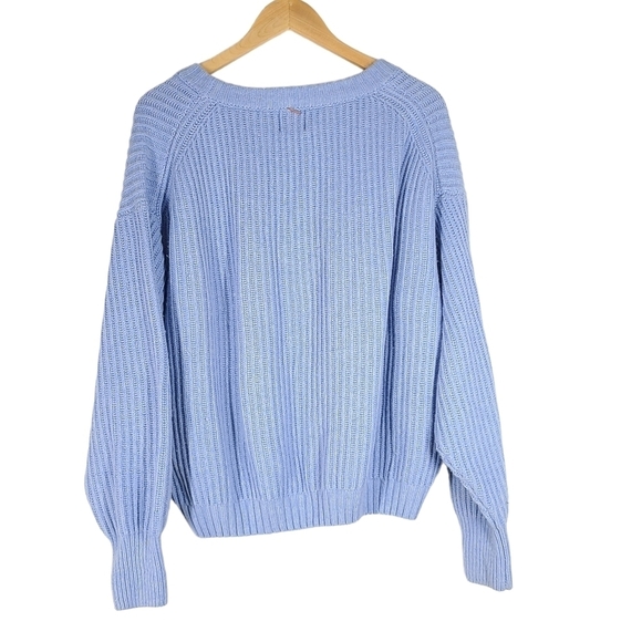 Misa Los Angeles Ballon Sleeve Cuff Ribbed Sweater Blue Crew Neck Oversized Med - Picture 2 of 6